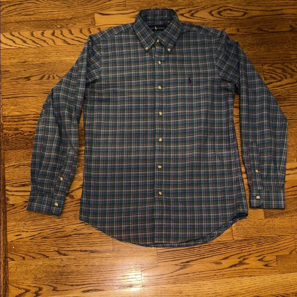 Polo Ralph Lauren Navy and Green Plaid Shirt